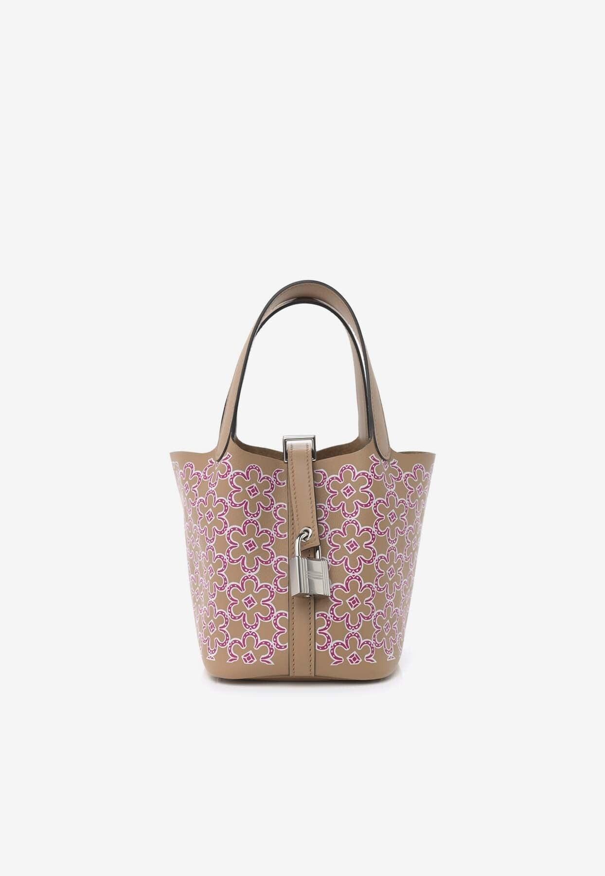 Hermès Micro Lucky Daisy Picotin In Chai / Rose / White Swift With ...