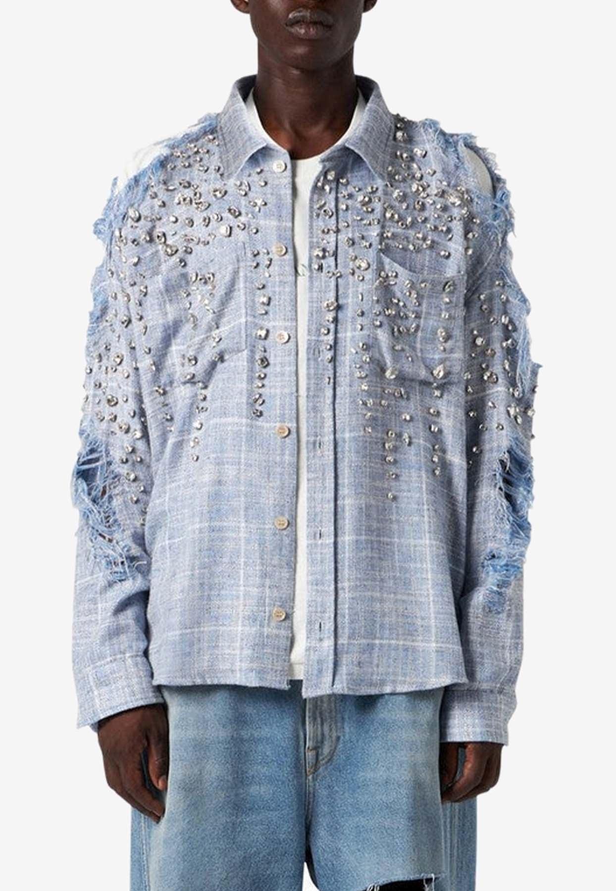 Tシャツ・カットソー 1989 STUDIO SS24 Embroidered flanel shirt (SS2425 SKYBLUE) 1989 Studio Embroidered Flanel Shirt | italist
