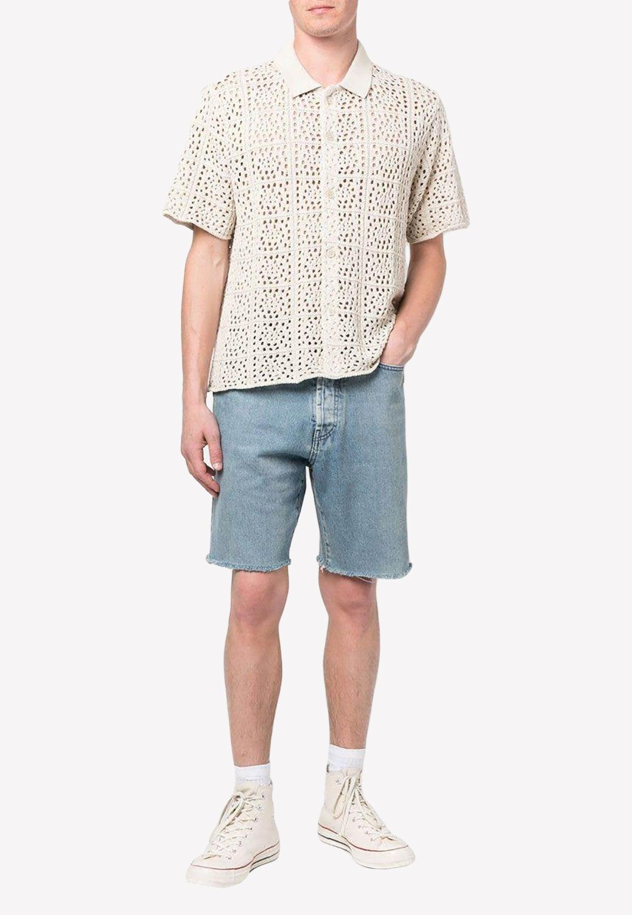 Stussy Crochet Knit Short-sleeved Shirt in Natural for Men | Lyst