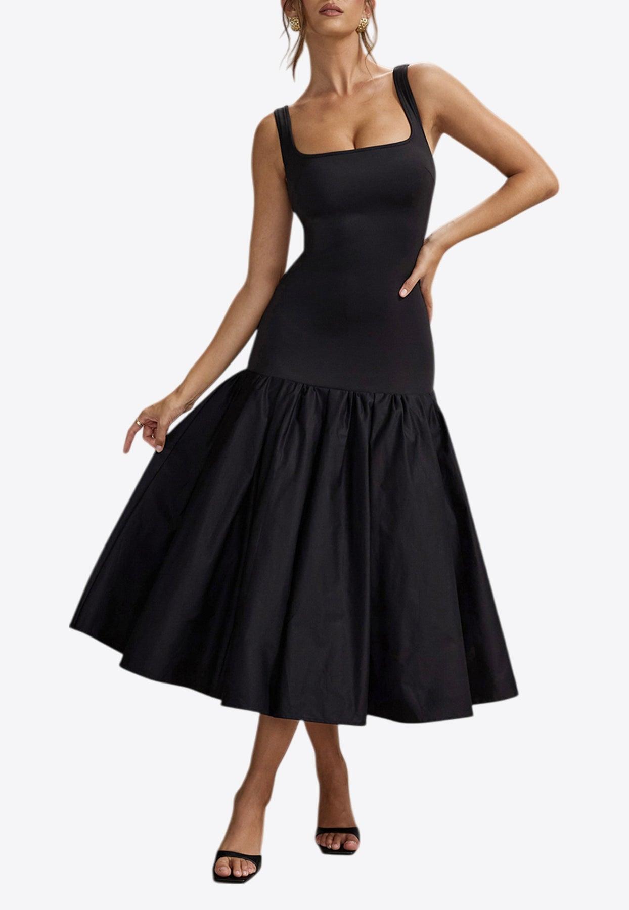 white christmas dresses Linden Black Bodycon Cape-Sleeve Midi Dress – Club L London main image 0