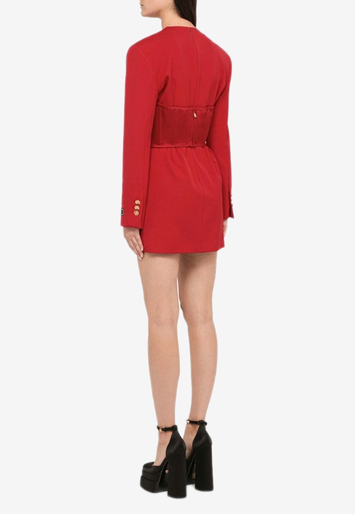 black draped mini dress Draped Open-Back A-Line Mini Dress in Black - M