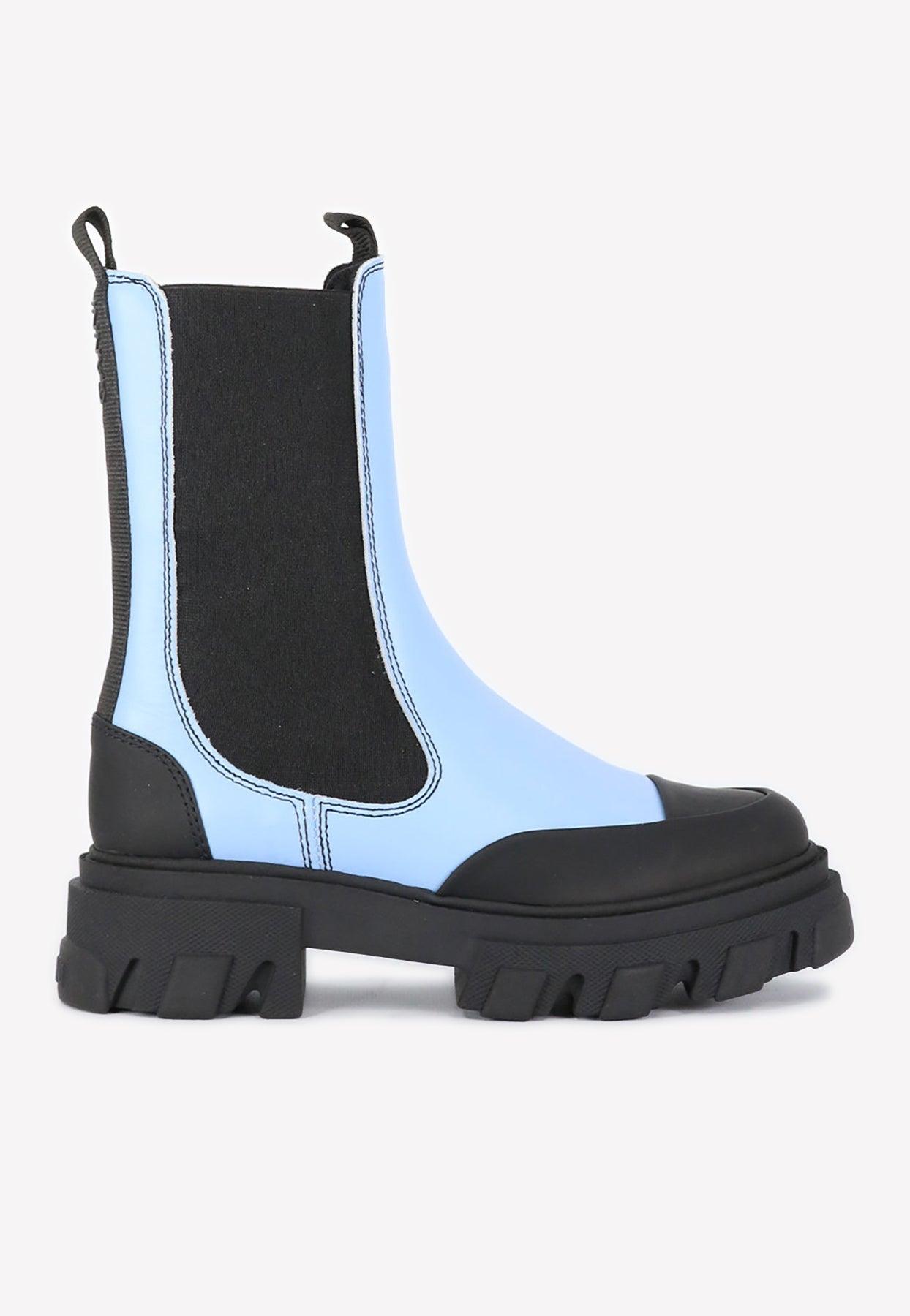light blue leather boots