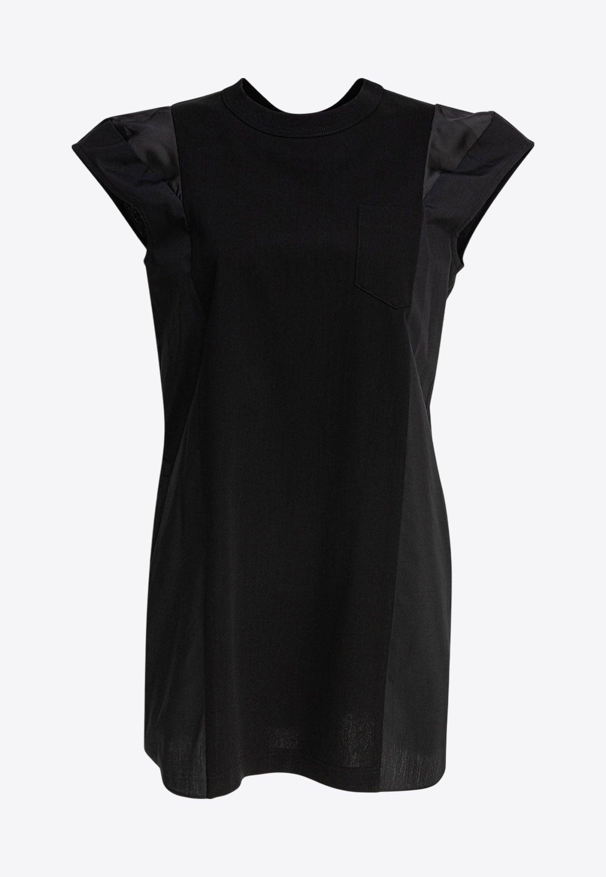 VIP【関税送料無料】希少 SACAI BLACK MINI DRESS Black Double-Faced Silk Cotton Minidress by sacai on Sale