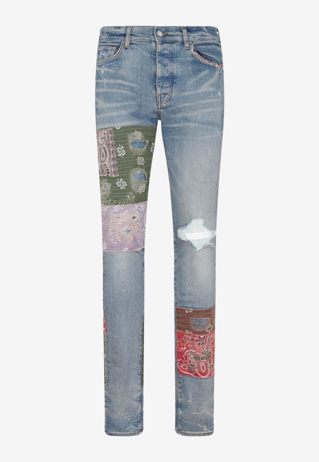 Amiri Denim Bandana Art Patch Skinny Jeans in Blue for Men Lyst