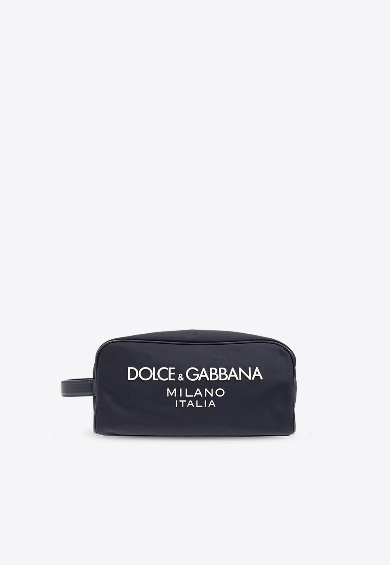 Dolce & Gabbana Blue Nylon DG Logo Print Clutch Zip Pouch Bag