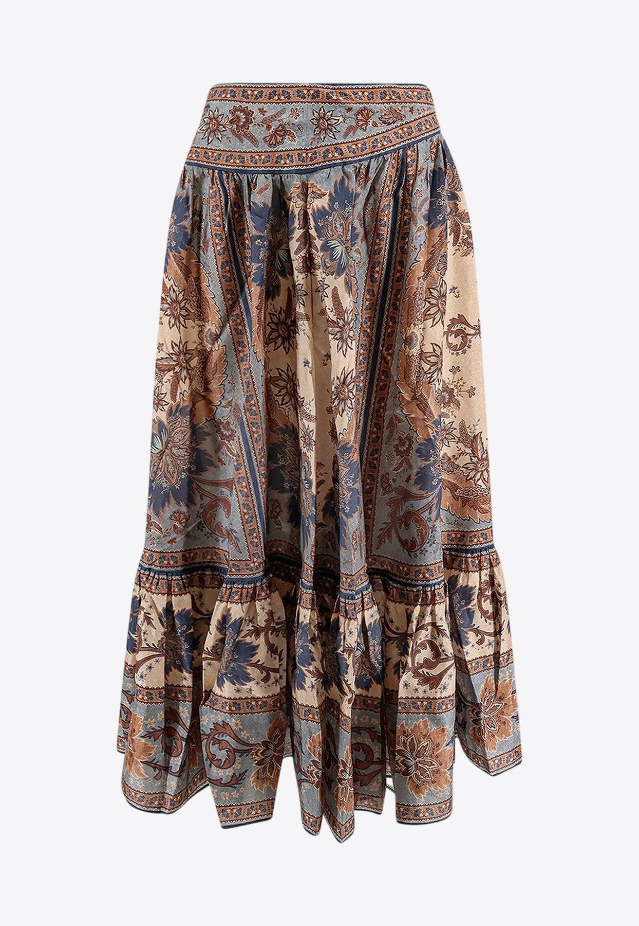 スカート ZIMMERMANN ASCENSION PRINTED SILK SKIRT Zimmermann - Ascension printed silk skirt