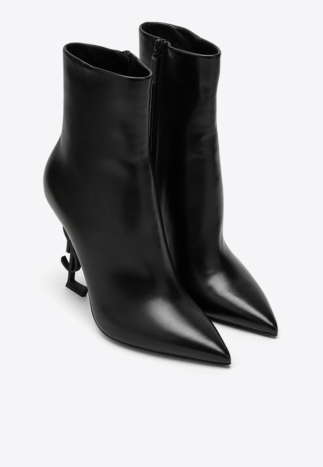 Saint Laurent Opyum 110 Leather Ankle Boots in Black | Lyst