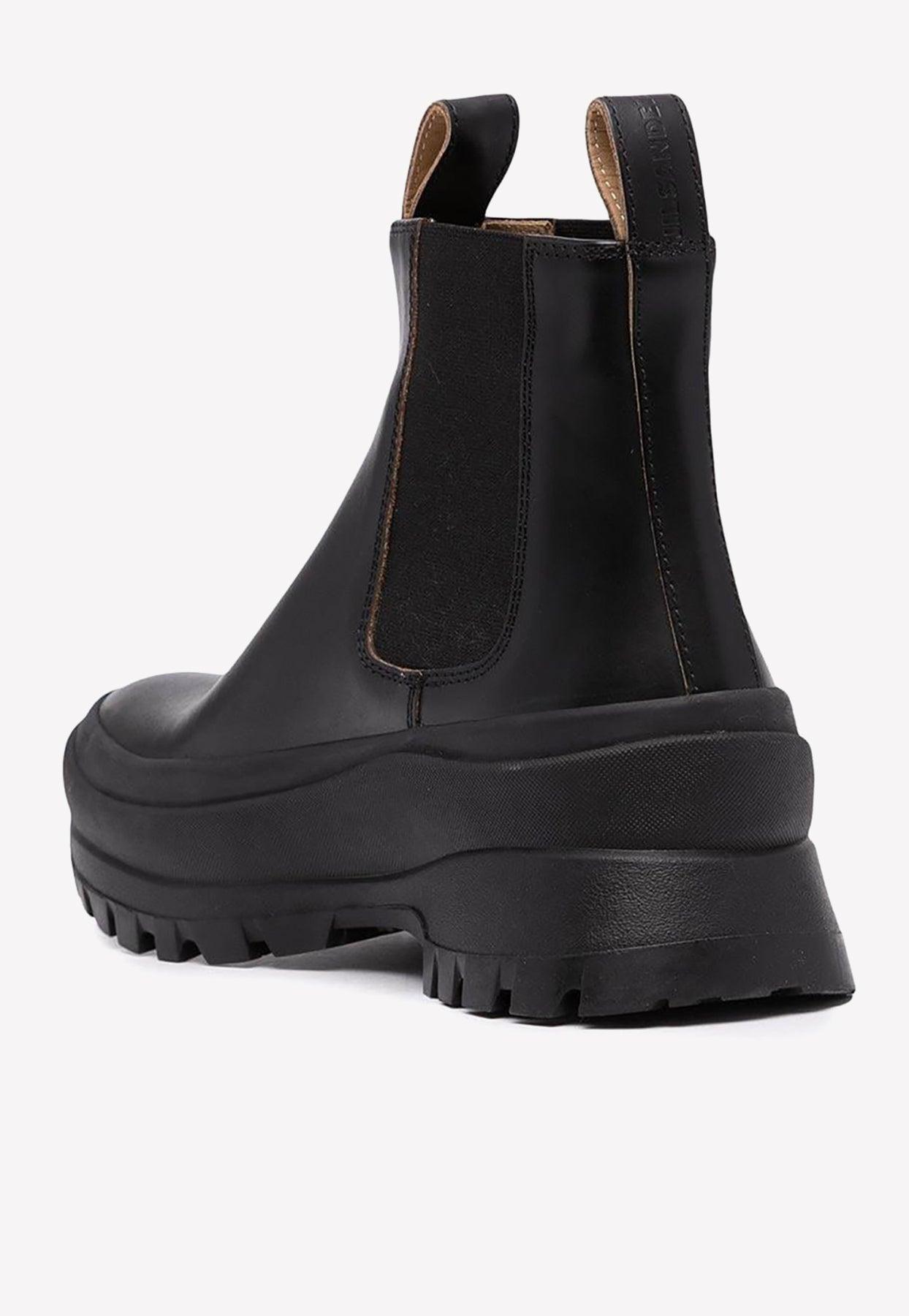 Jil Sander Vibram Ankle Boots In Leather in Black | Lyst