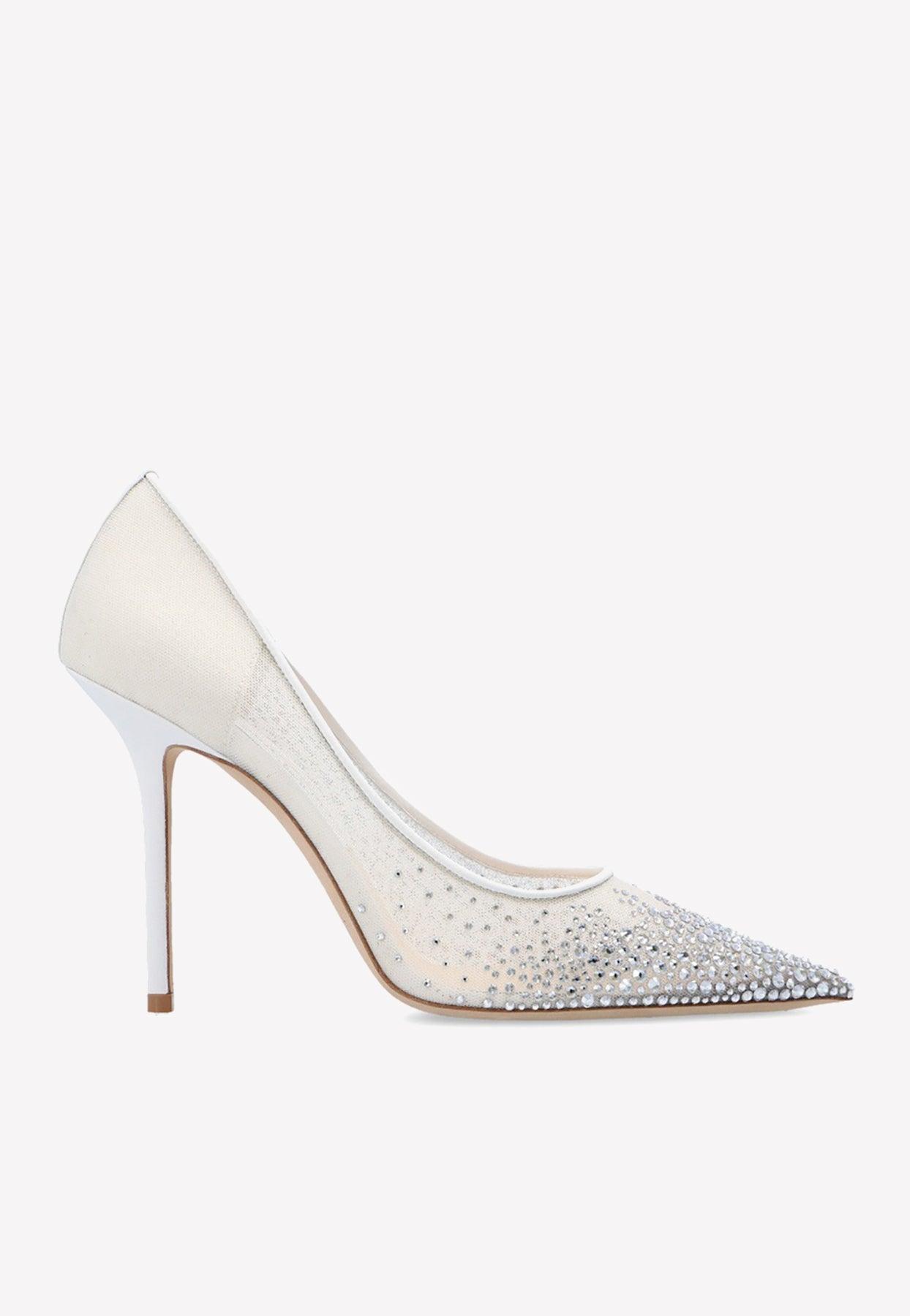 Jimmy Choo Love 100 Crystalembellished Mesh Pumps in White Lyst