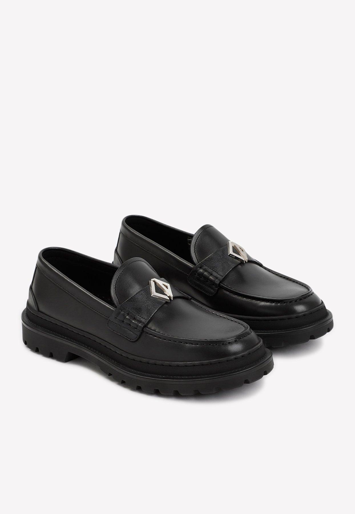Dior Black Leather Slip-On Driving Loafers with Silver Double-C Logo Dior Roadie Loafer Black Grained Calfskin | DIOR main image 4