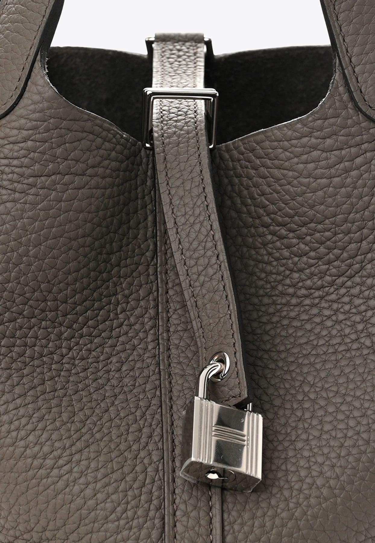 Hermes Picotin Lock bag PM Vert cypres Clemence leather Silver hardware
