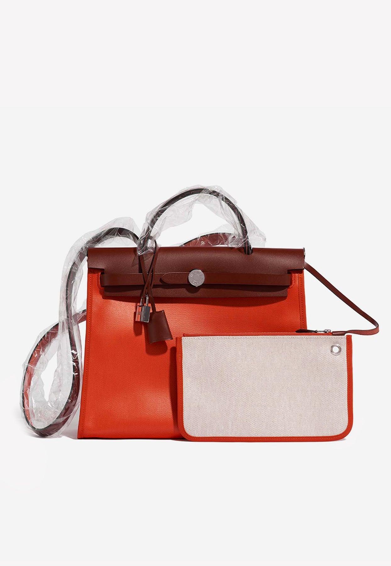 Hermès Hermes Orange Toile & Natural Vache Hunter Herbag Zip 31