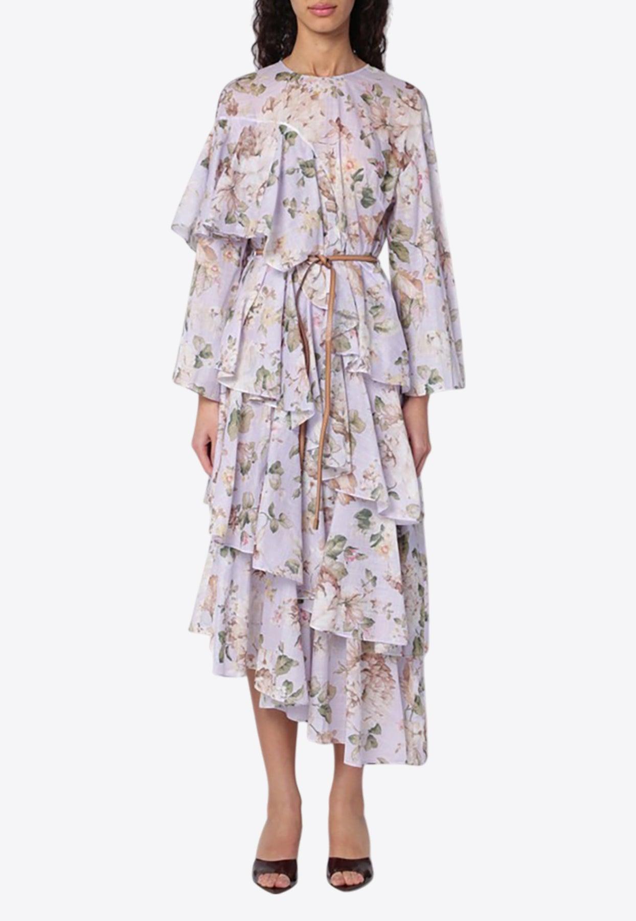 Zimmermann Acacia Asymmetric Floral Midi Dress in White | Lyst Australia Zimmermann Acacia Asymmetric Floral Midi Dress in White | Lyst Australia