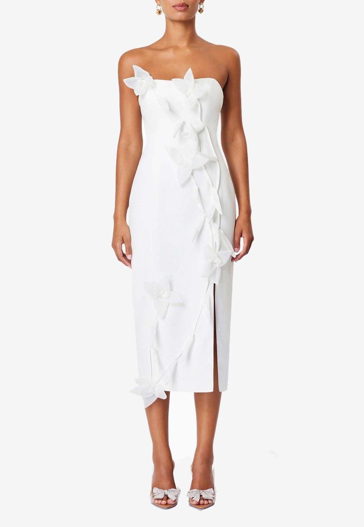 lace white dress midi Soleil Scalloped Lace Midi Dress