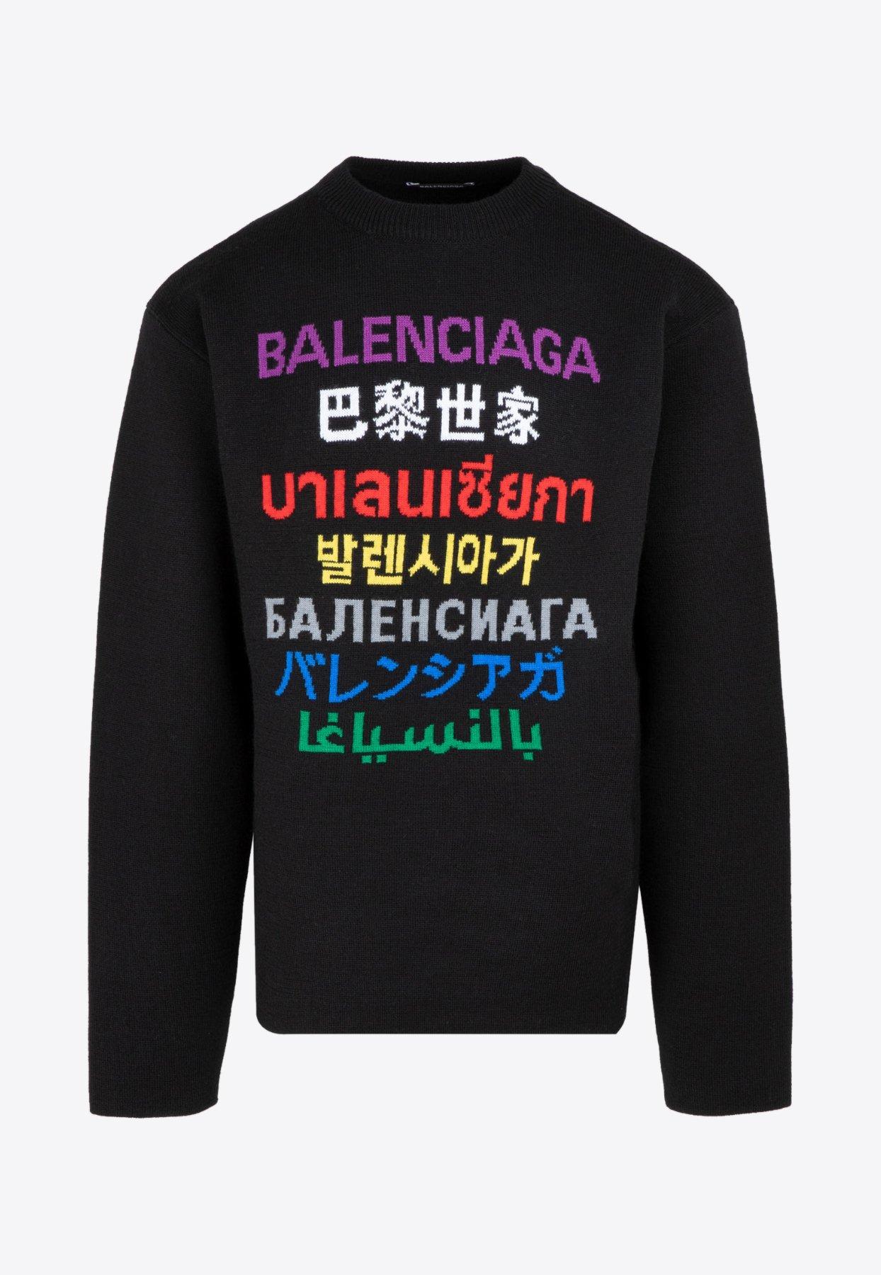 Balenciaga Wool Multi Language Logo Sweater M for Men - Lyst