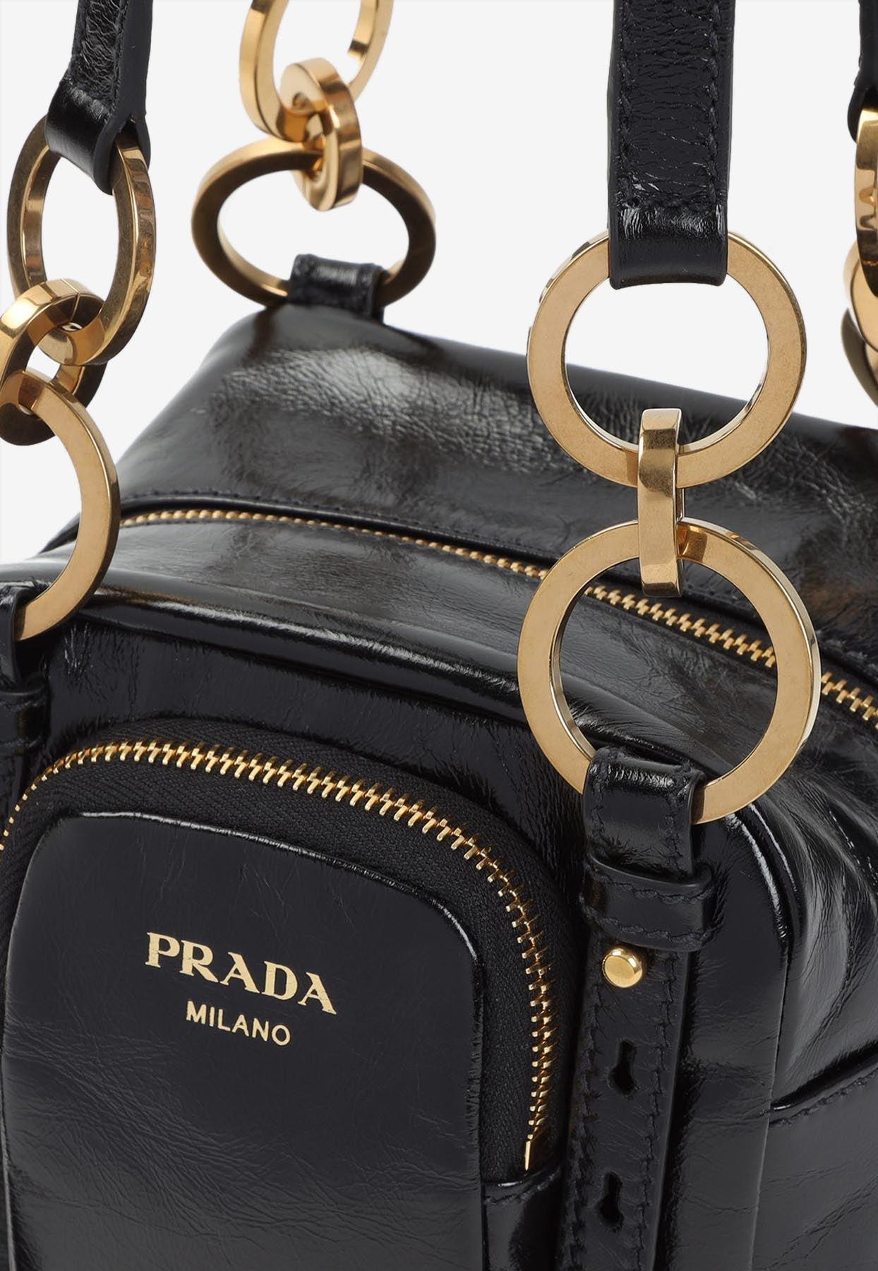 Prada Mini Dangle Top Handle Bag in Black | Lyst