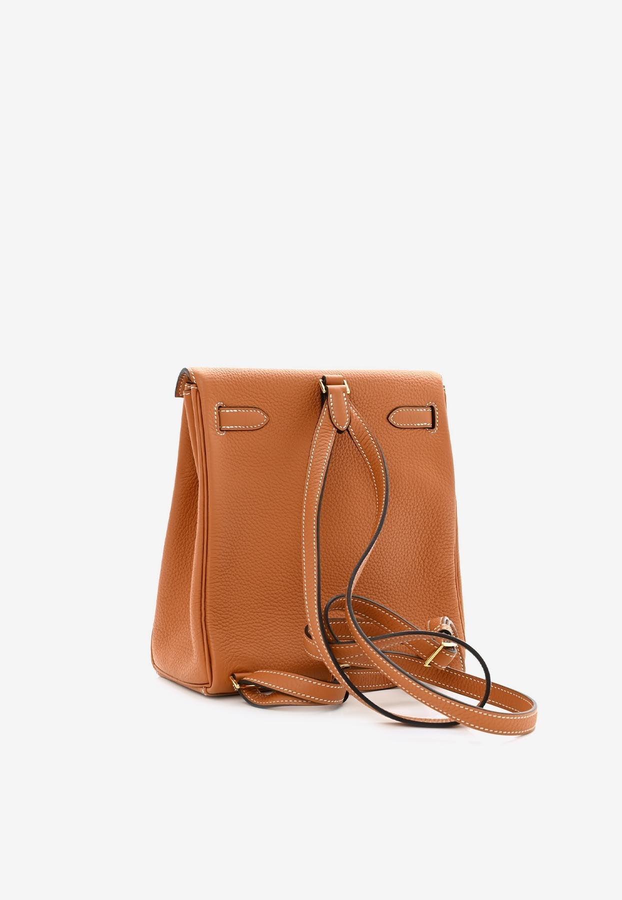 Hermès Kelly Ado 22 Backpack In Toffee Taurillon Clemence With Gold  Hardware in Brown