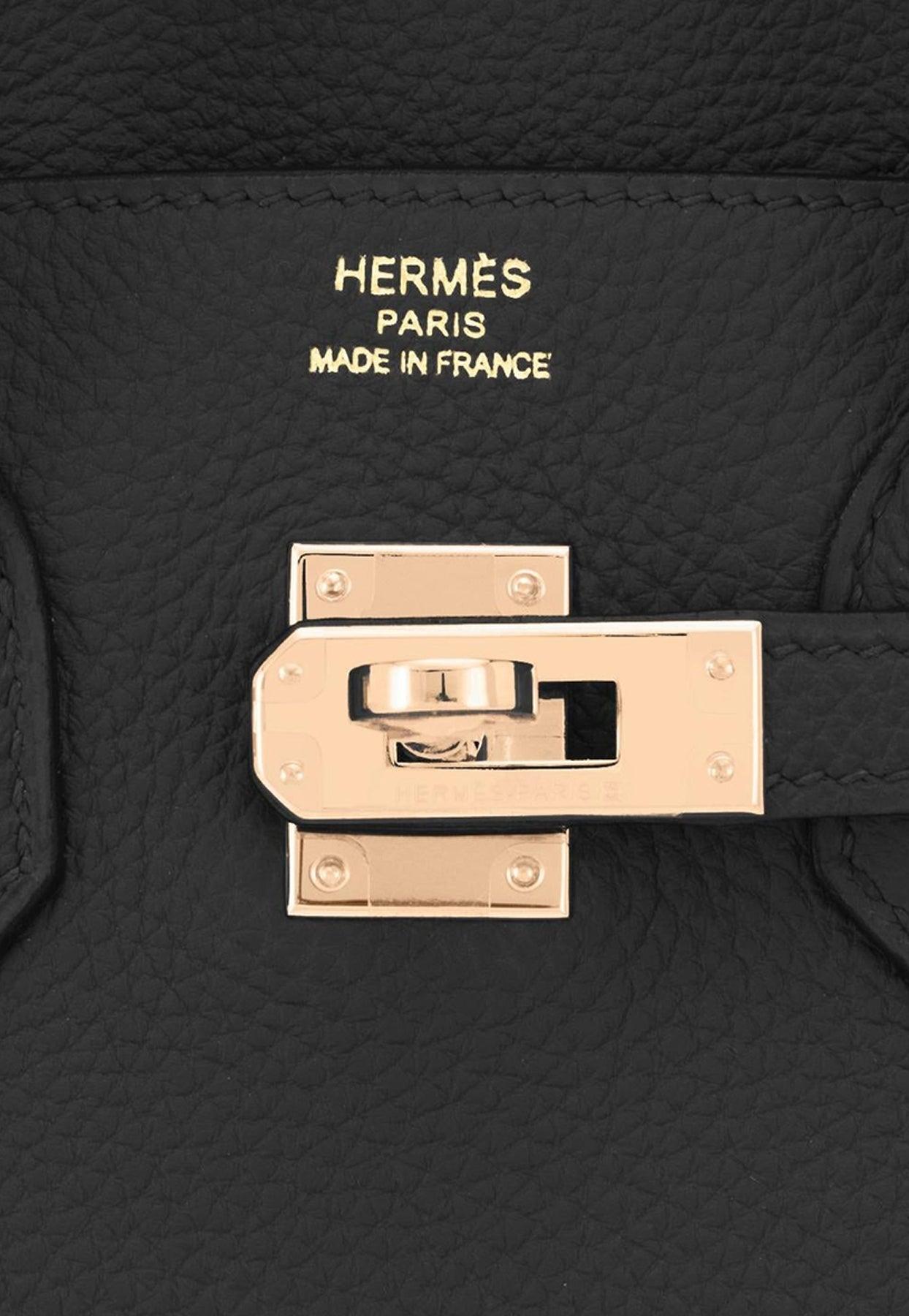 Hermès Birkin 25 Noir (Black) Togo Rose Gold Hardware RGHW