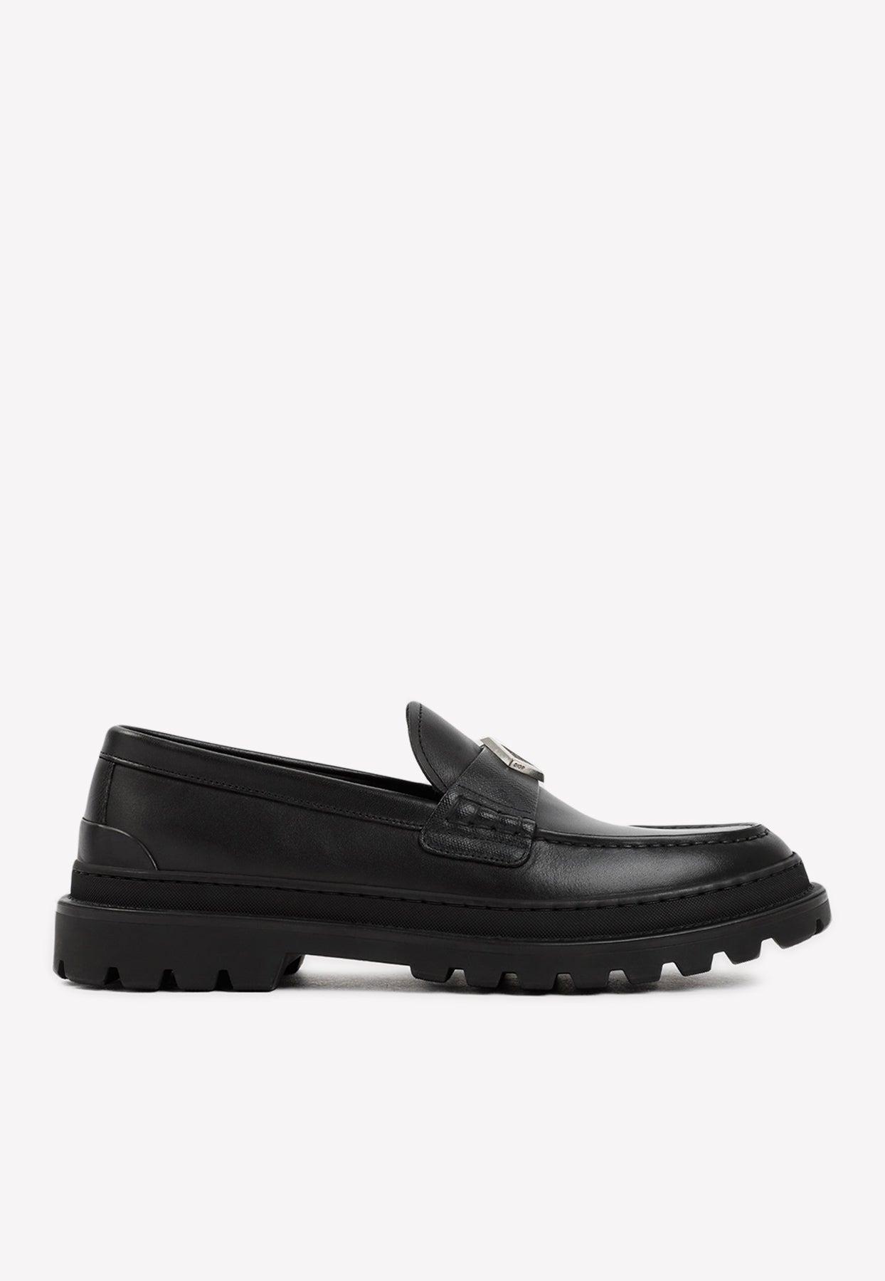 Dior Cd Logo Leather Loafers in Black for Men | Lyst