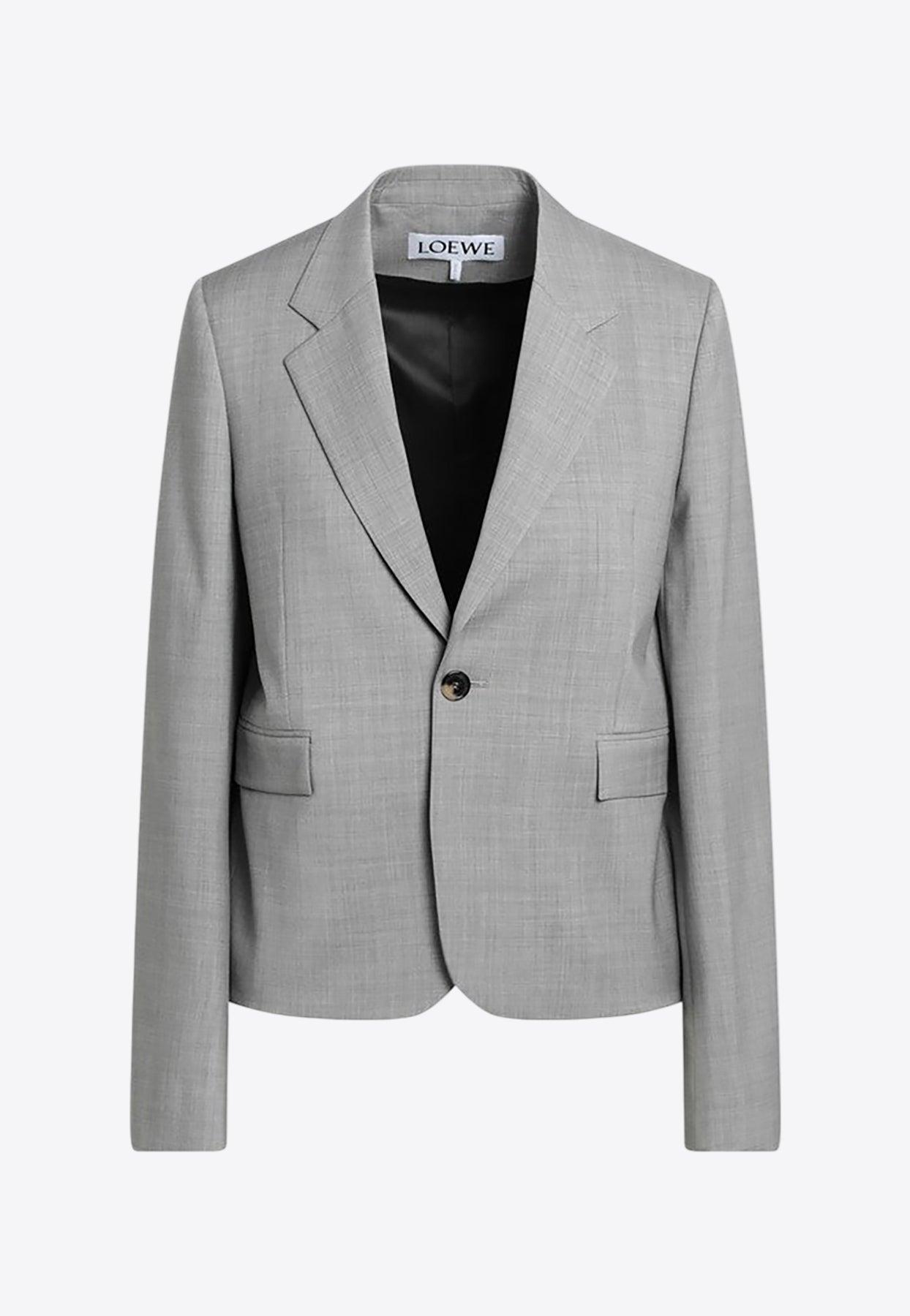 ジャケット LOEWE SINGLE-BREASTED JACKET IN WOOL Loewe Single-Breasted Wool Jacket in Gray | Lyst