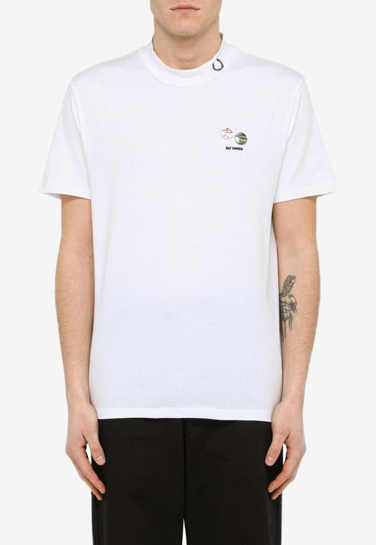 Raf Simons X Fred Perry Basic Logo T-shirt With Badges in White