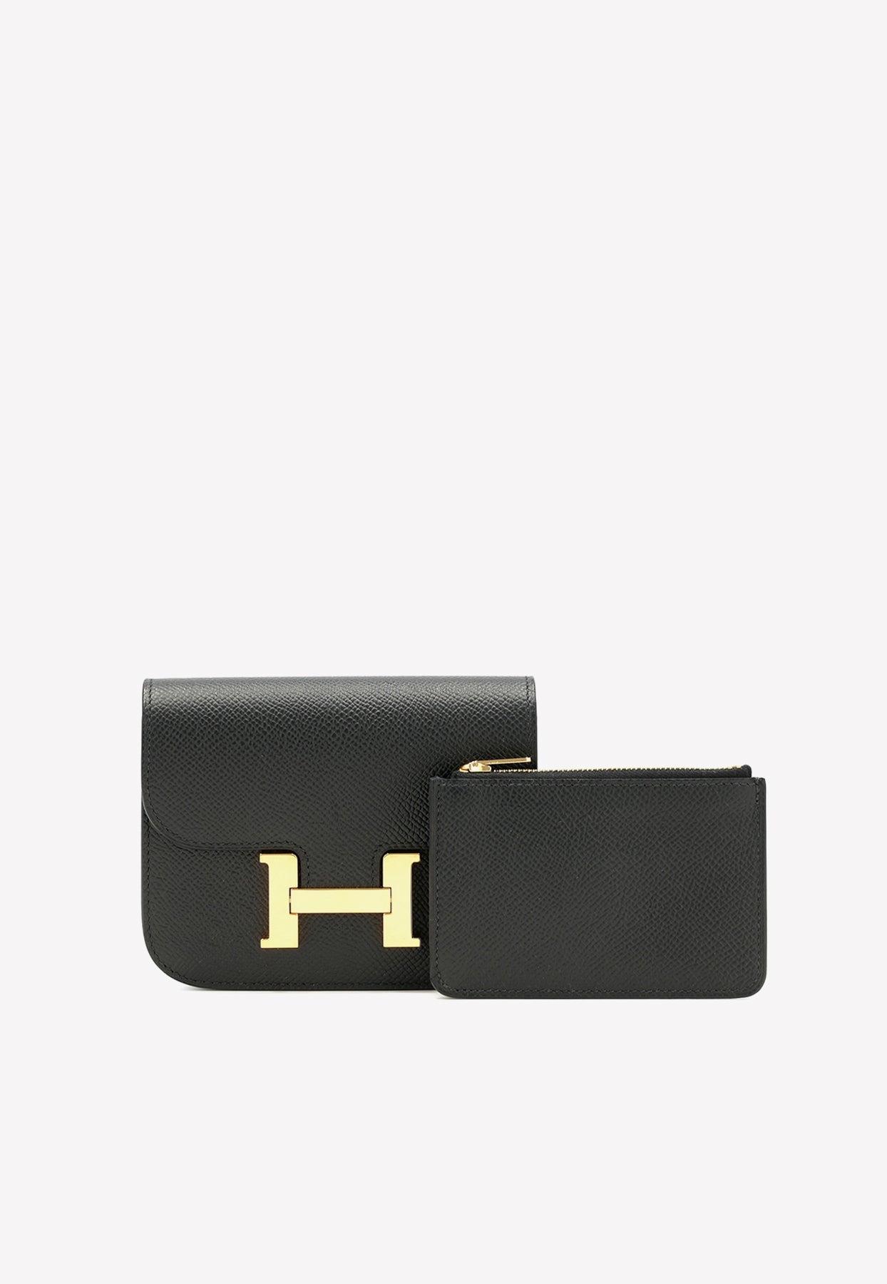 Hermes Constance Slim Wallet Black Epsom Gold Hardware
