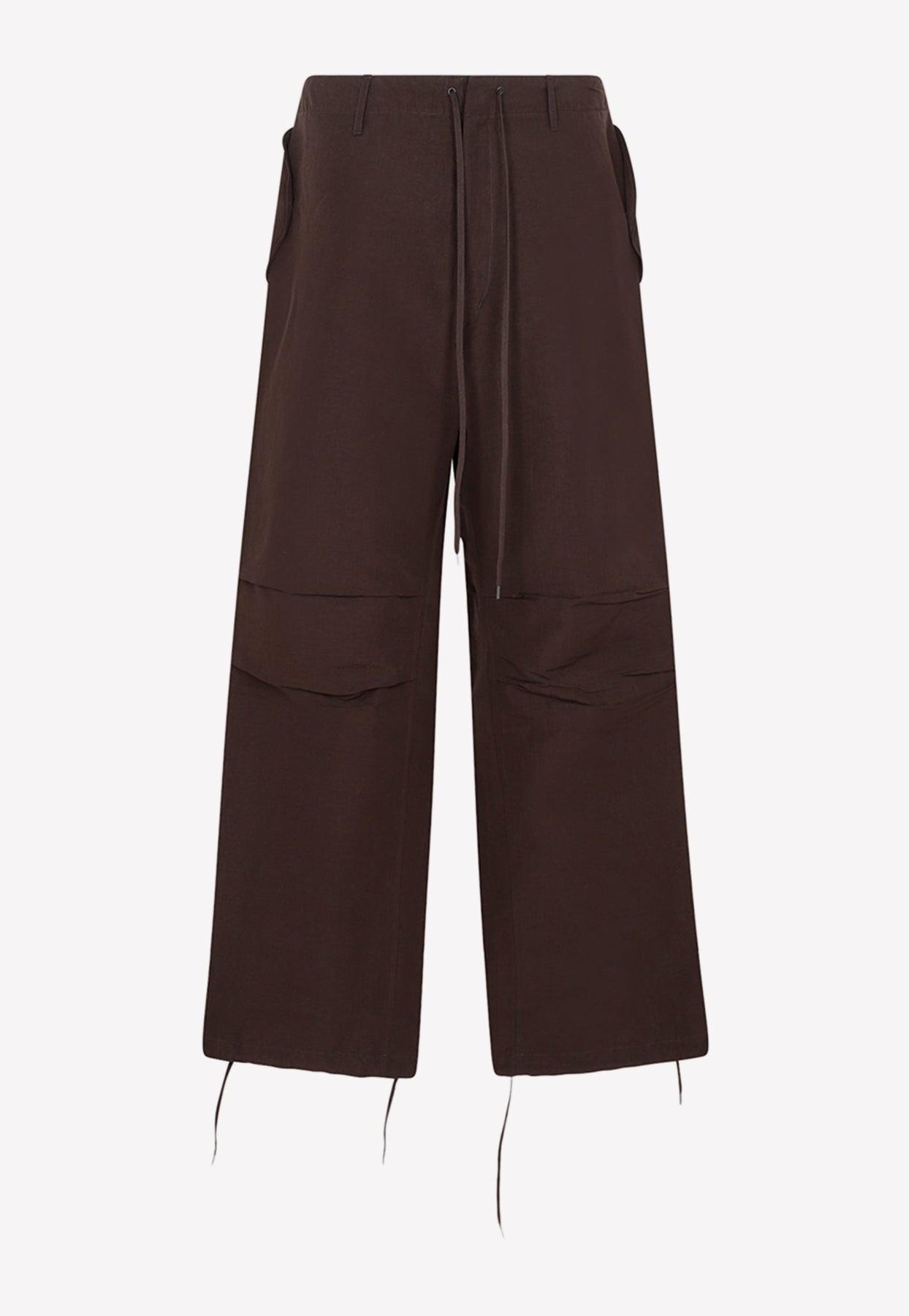 AURALEE Wide-leg Field Pants In Linen And Cotton in Brown for Men