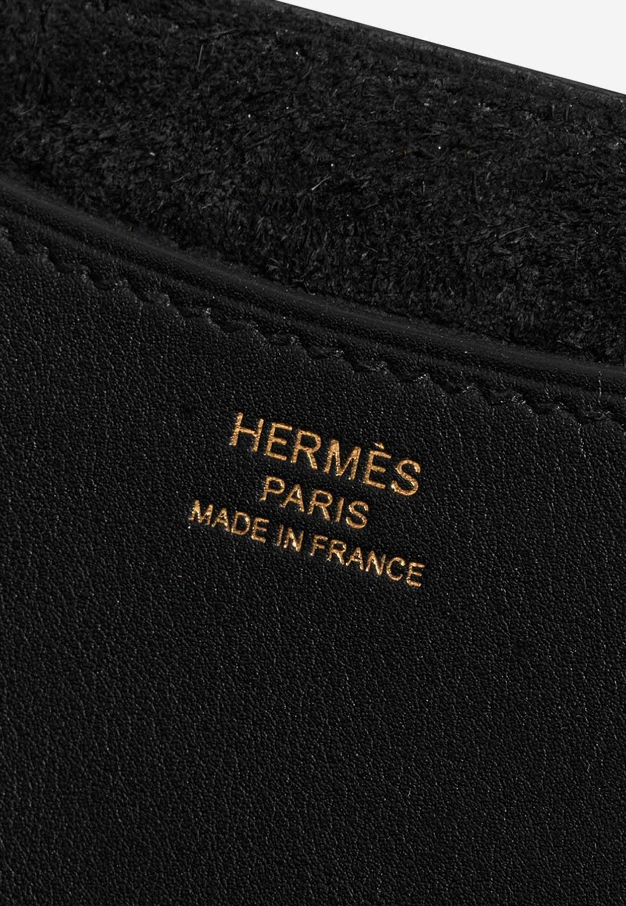 Hermes In The Loop 18 Taurillon Swift Handbag Black Gold Hardware B  Engraved