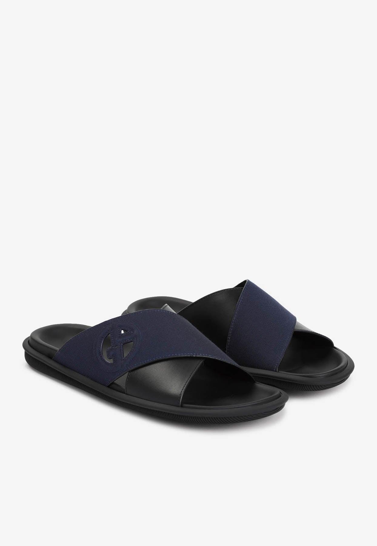 ジョルジオアルマーニ Giorgio Armani Cross Sandals Leather cross sandals with two-toned tape | Giorgio Armani
