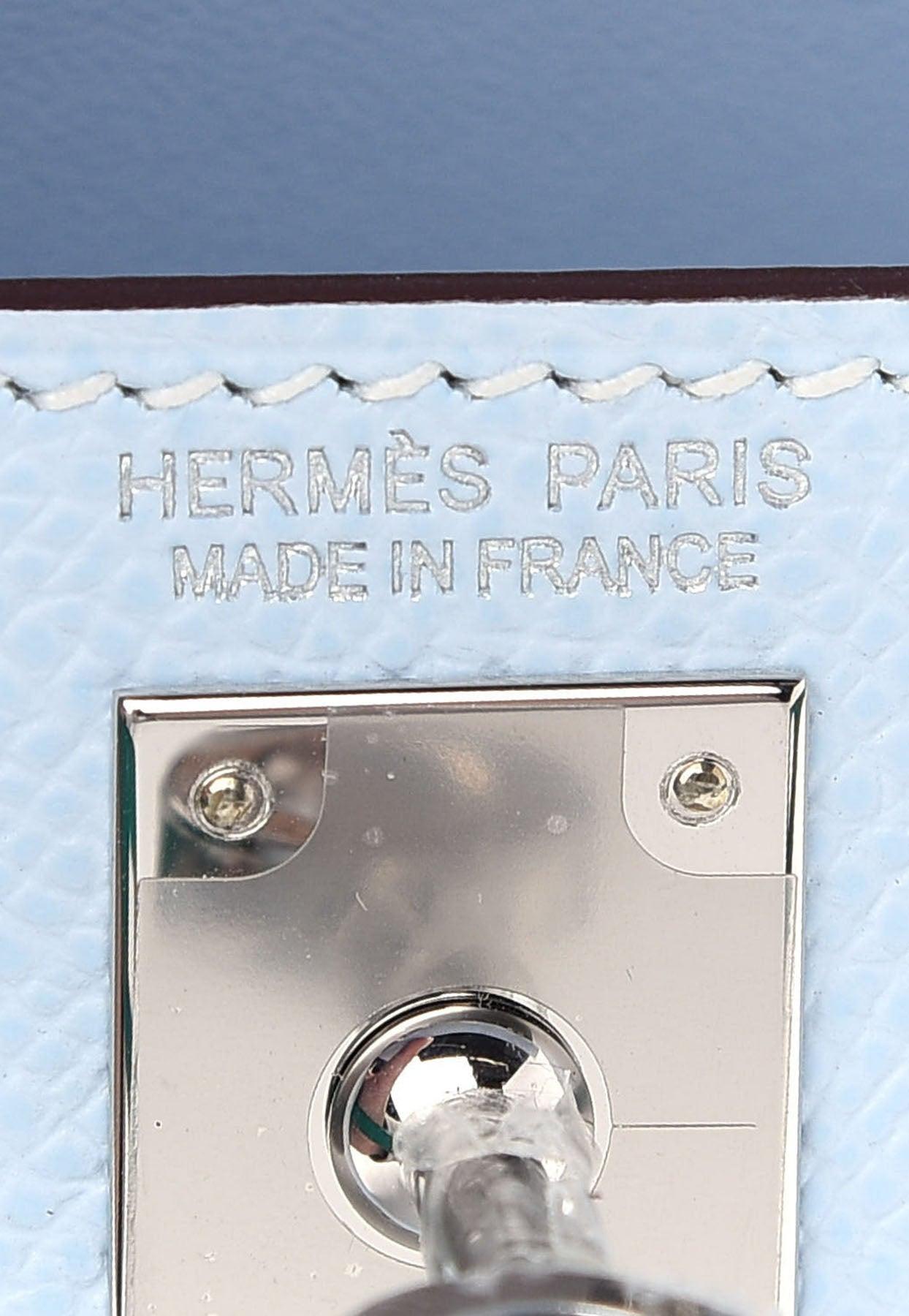 Hermes Celeste Epsom Leather Palladium Hardware Birkin 35 Bag