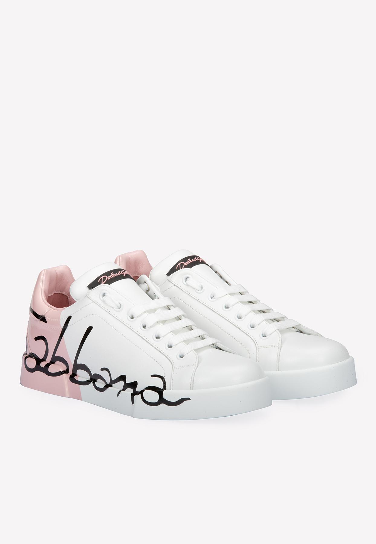 Dolce & Gabbana Colorblocked Leather Portofino Sneakers With Logo Print ...