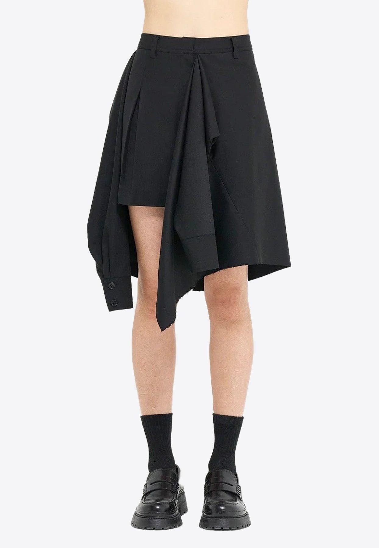 Goen.J Asymmetric Mini Skirt With Layered Shirt in Black | Lyst