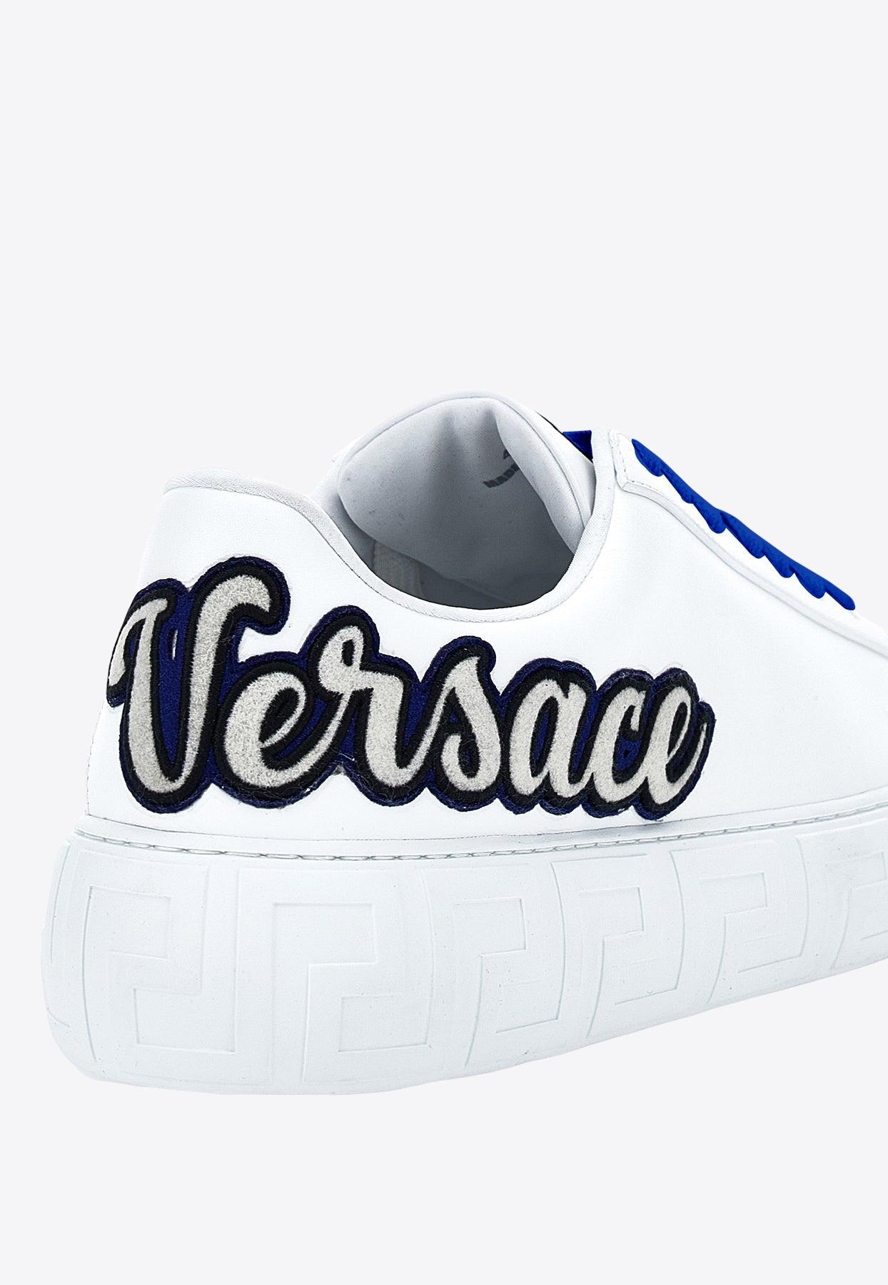 Versace La Greca Varsity Leather Sneakers in White for Men | Lyst