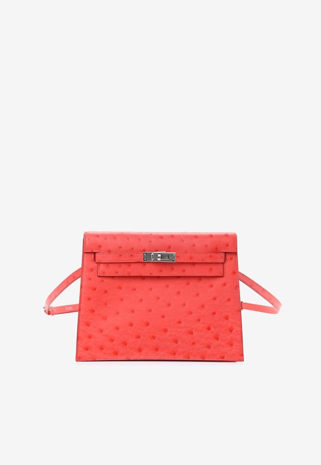 Hermès Kelly Danse Ii Belt Bag In Rose Texas Ostrich With Palladium