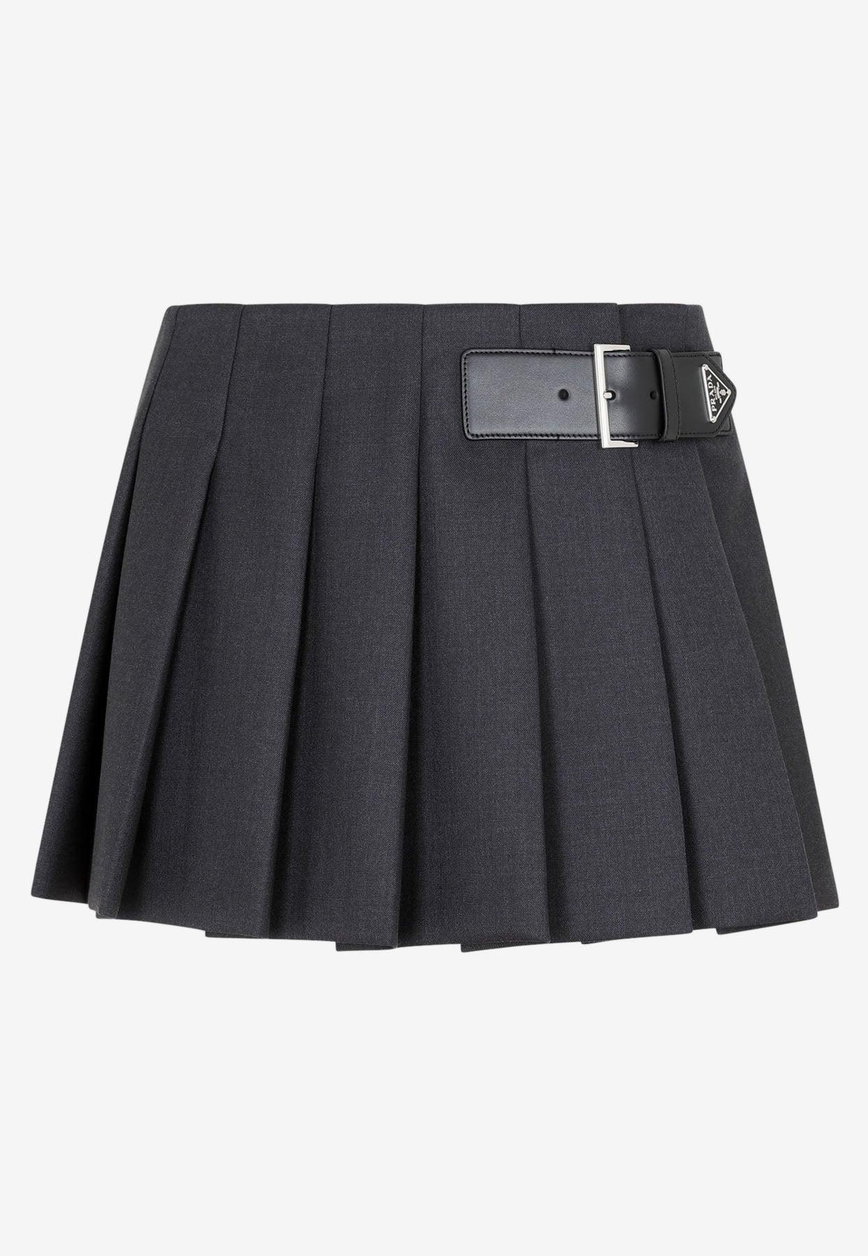 スカート PRADA Women Mini Skirts P123JSOOO1344 F0033 GREY Prada Pleated Mini Skirt In Wool in Gray | Lyst