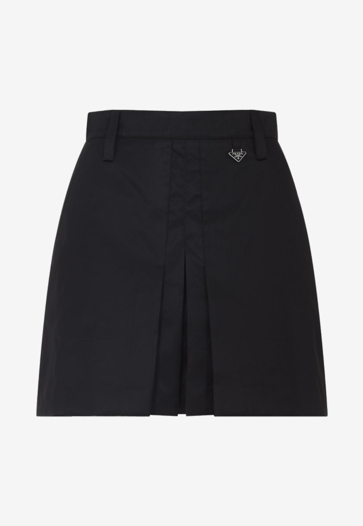 Prada Triangle Logo Mini Skirt in Black | Lyst