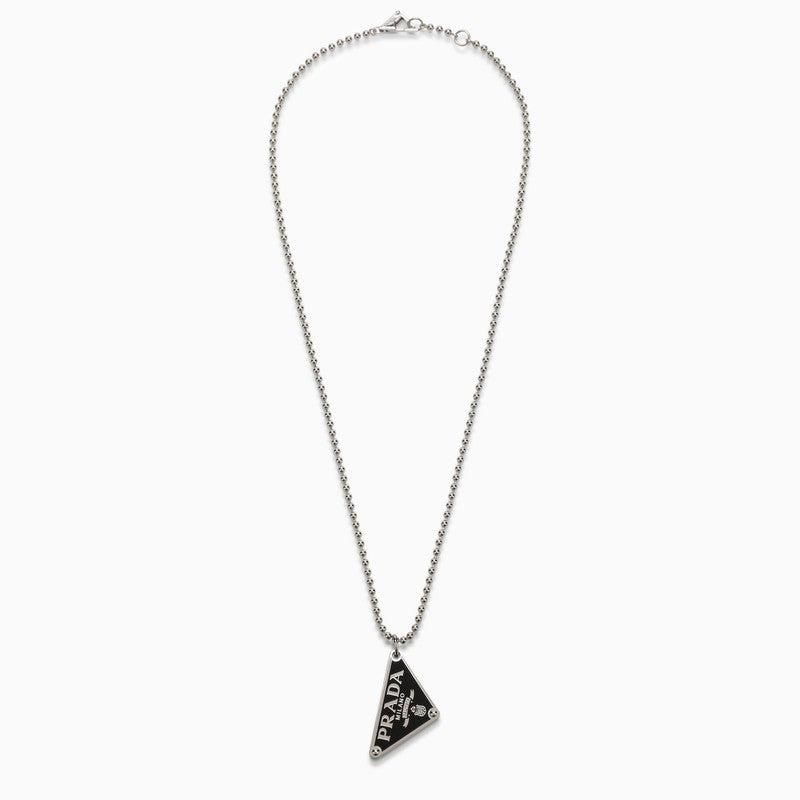 Prada Bag Tag Necklace - Black on White gold Chain – Beauty Bird Vintage