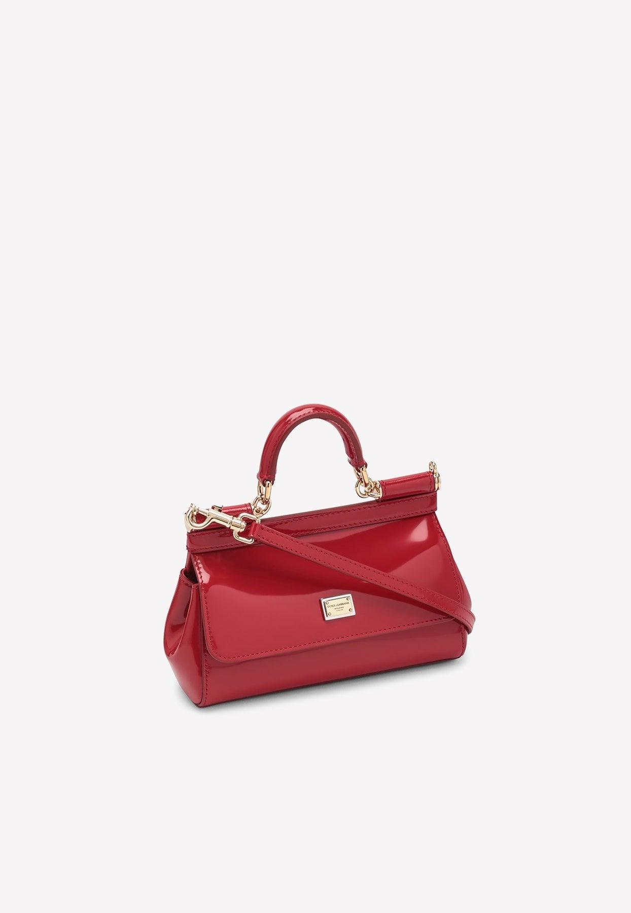 Dolce Gabbana Small Sicily Top Handle Bag In Patent Leather in Red Lyst