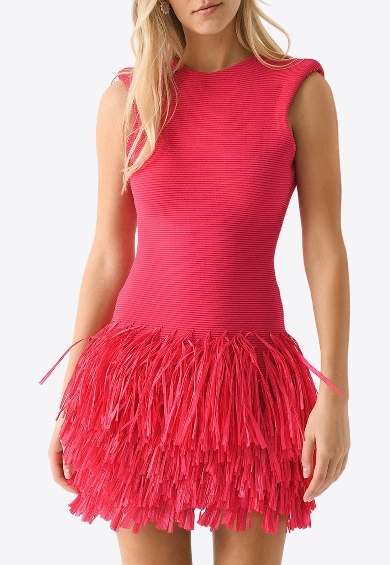 Rushes Fringe Knitted Mini Dress in Red Lyst