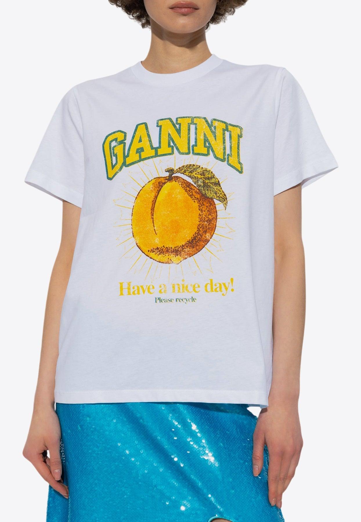 GANNI フルーツプリント Tシャツ GANNI フルーツプリント Tシャツ 関送込】GANNI 果物プリントTシャツ