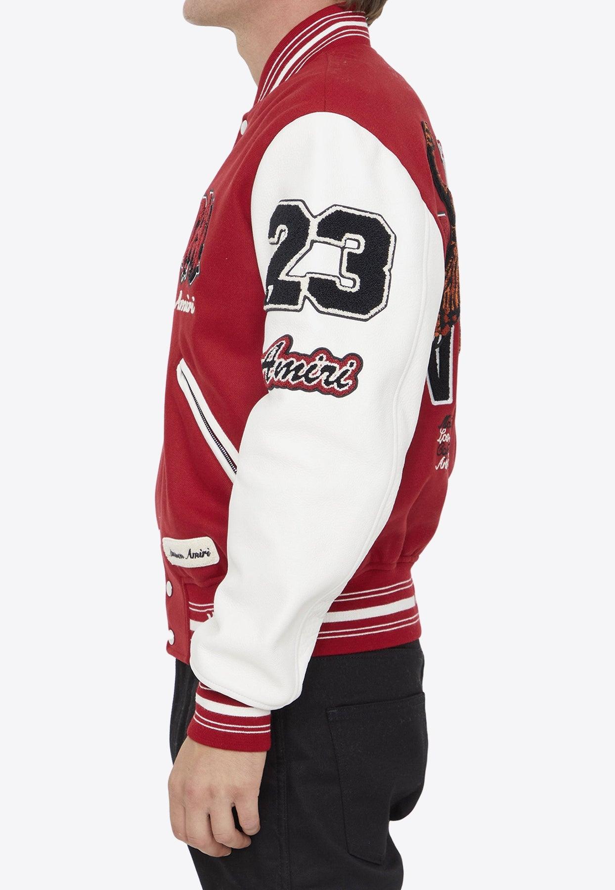 Vintage Patch Varsity Jacket in Red - Amiri