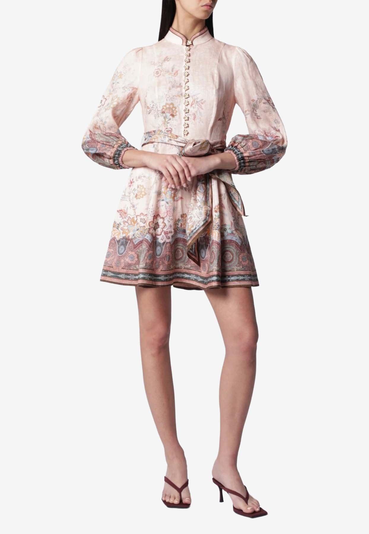 zimmermann laurel flared mini dress Liori Champagne Sequin Asymmetric-Neck Maxi Dress With Sash – Club L London main image 1