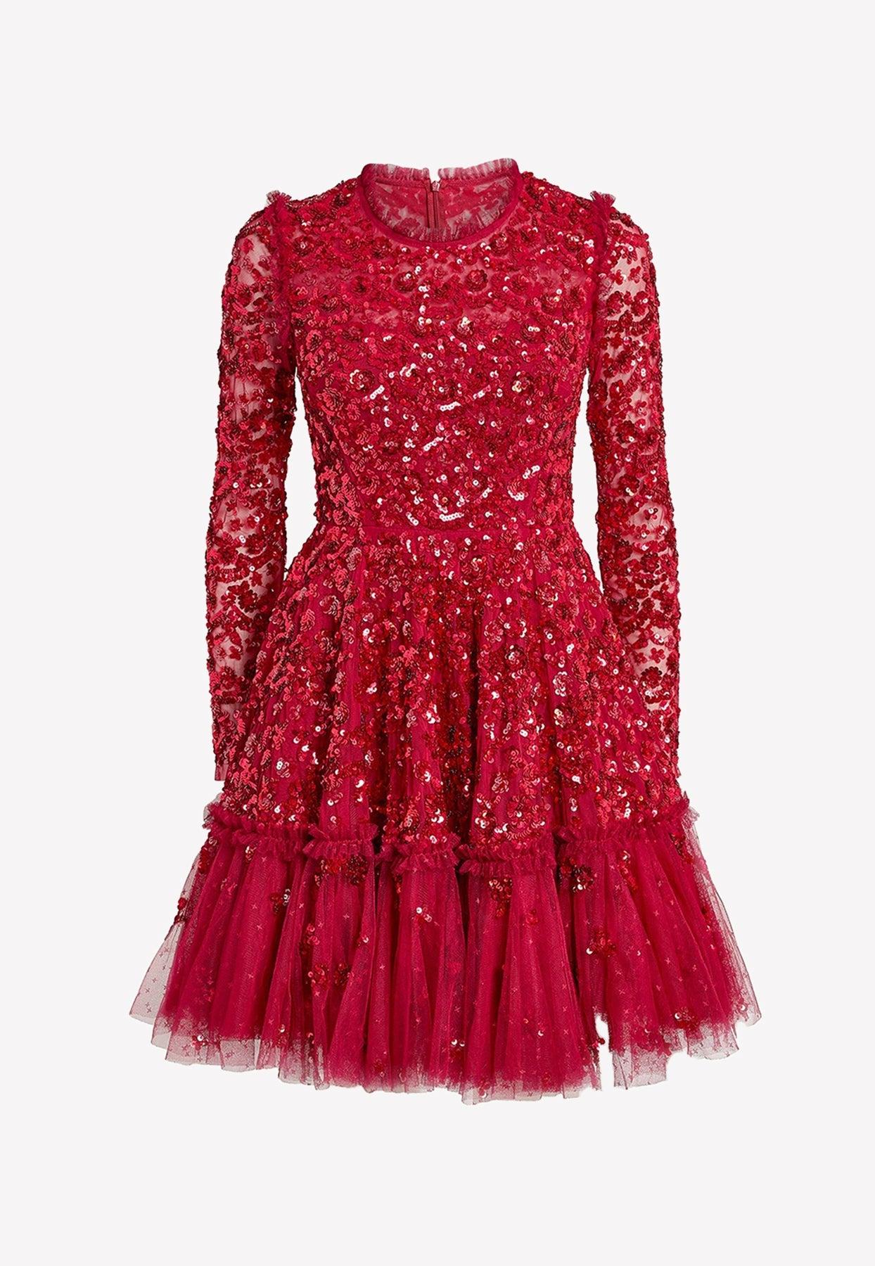 Needle & Thread Alina Sequin Micro Mini Dress in Red | Lyst