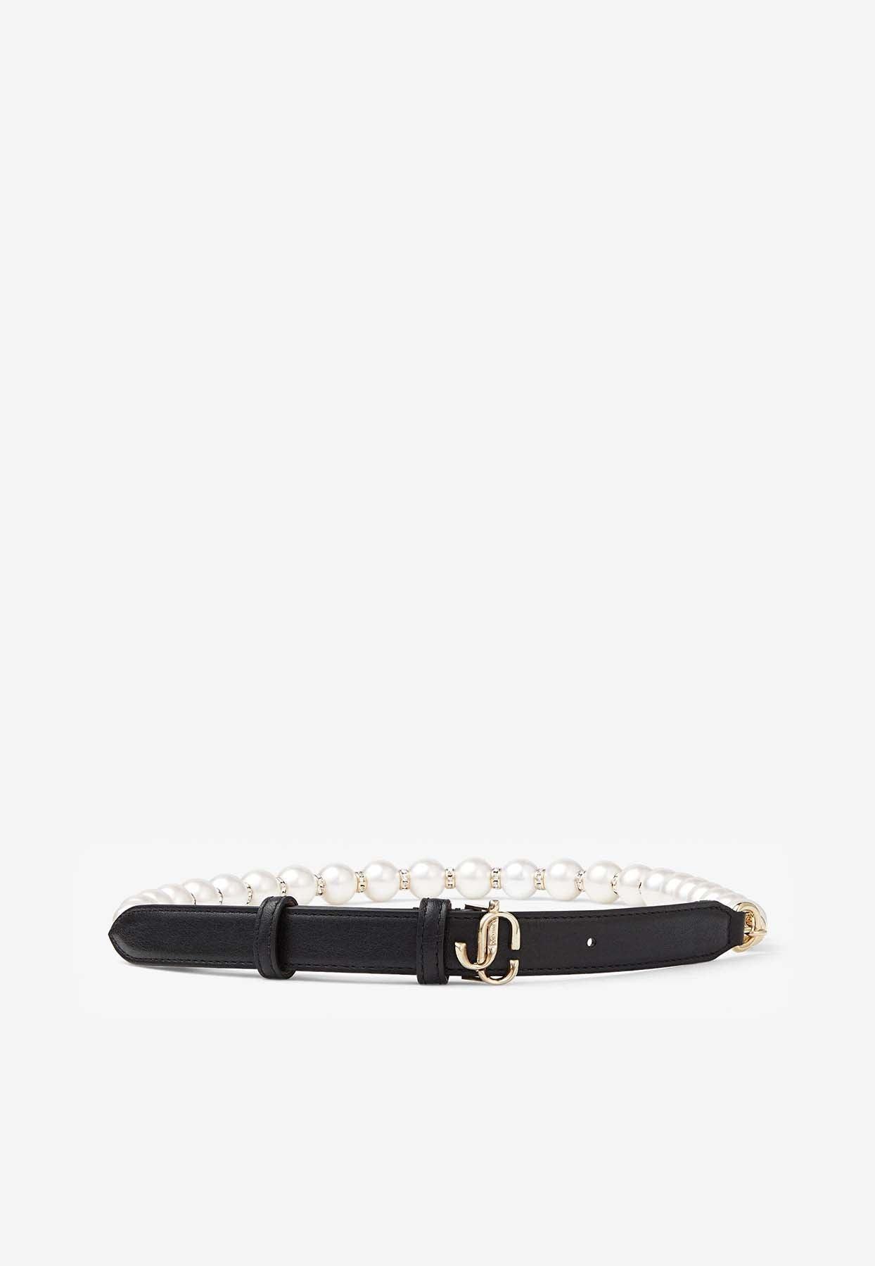 Jimmy Choo Jc Chain Belt With Pearls And Crystals in White