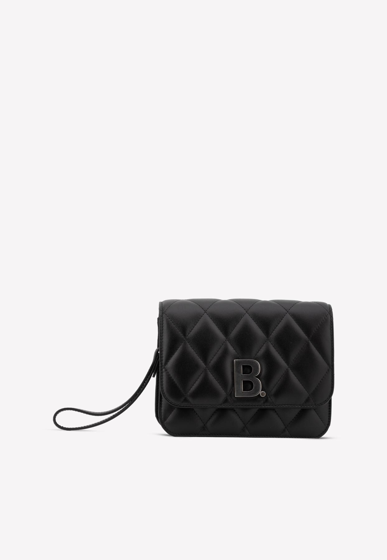 Balenciaga Leather Quilted B Logo Crossbody Bag In Calfskin in Black - Lyst
