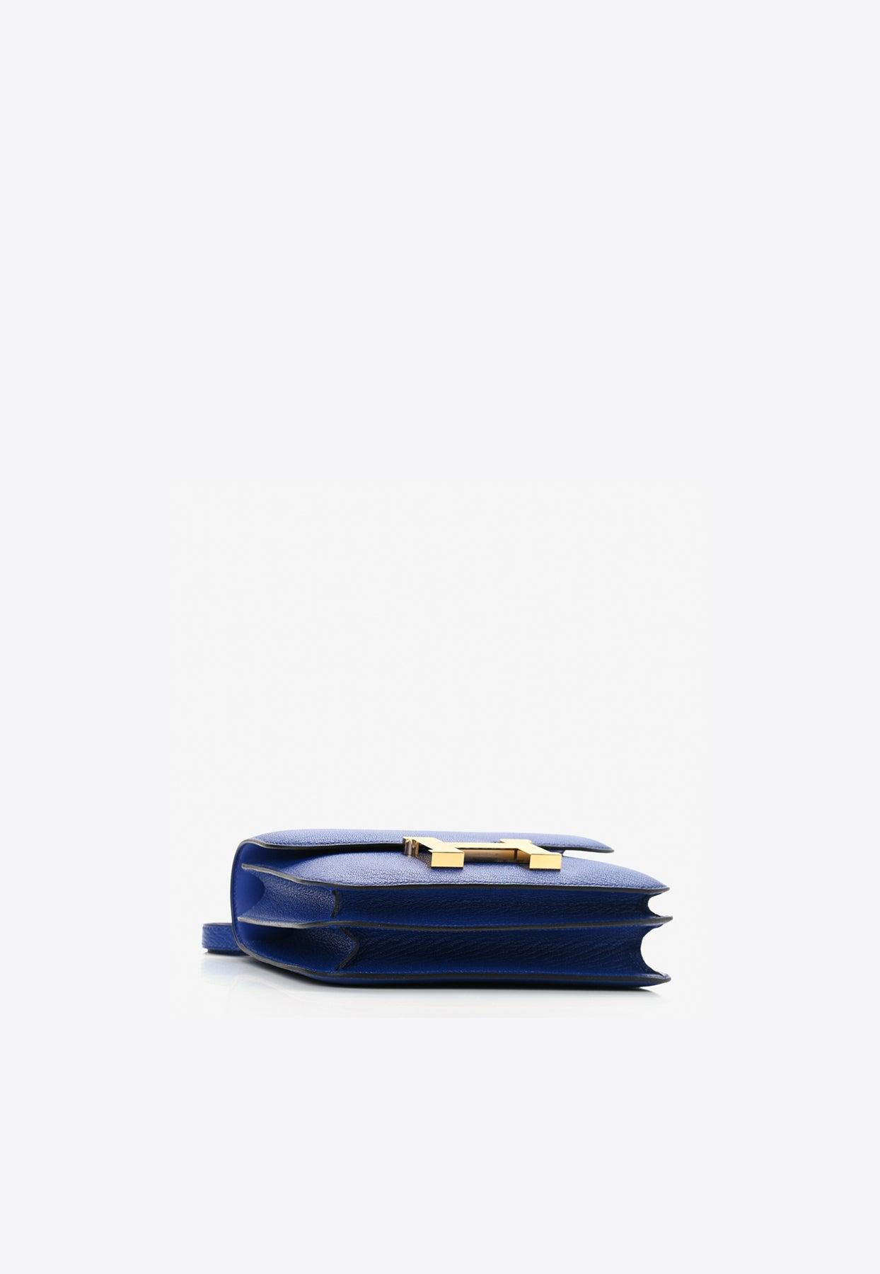 Hermès Constance Mini 18 Ostrich Navy blue Gold ref.450632 - Joli Closet