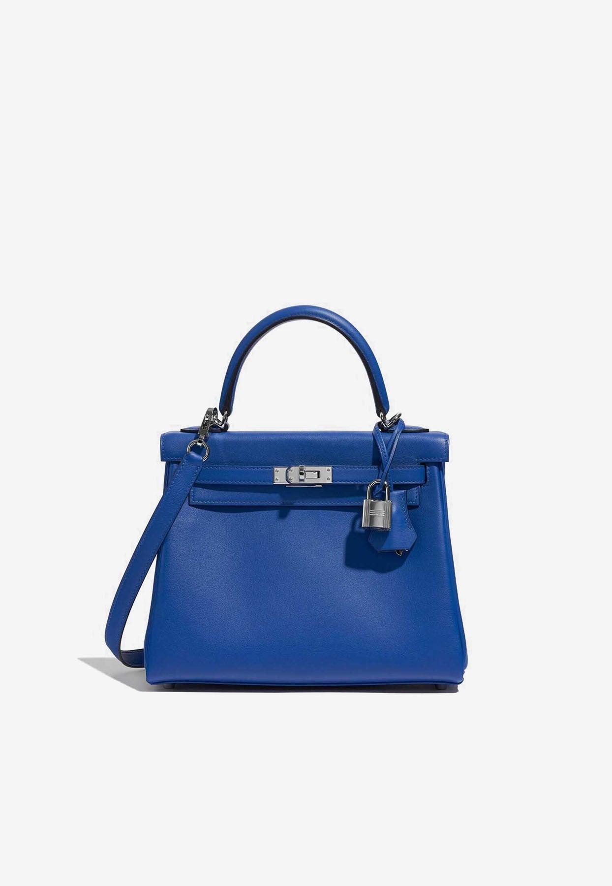 Hermes Kelly Pochette Swift Bleu Paon in Swift Leather with Gold