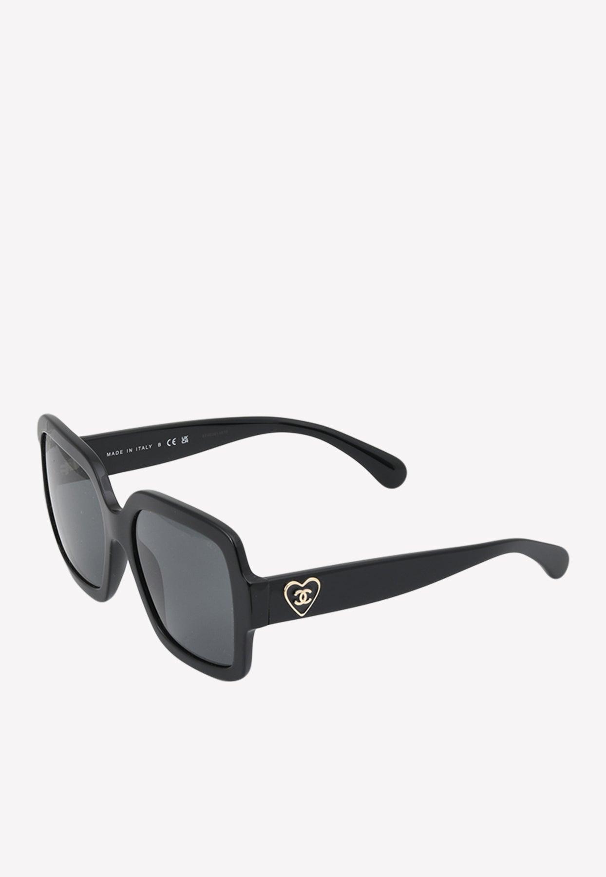 Chanel Oversized Square-shaped Sunglasses With Charms in Gray