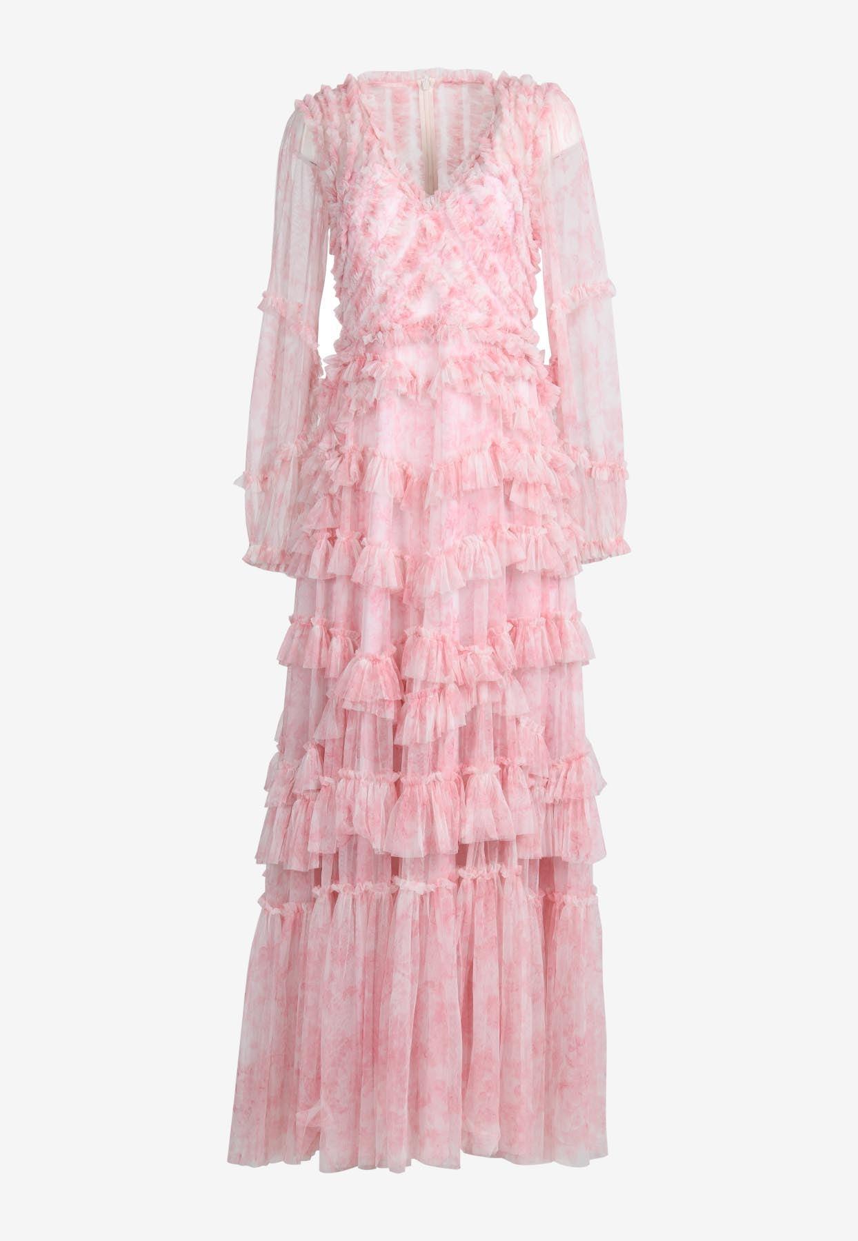 Needle & Thread Fleur De Lis Ruffled Mini Dress in Pink | Lyst