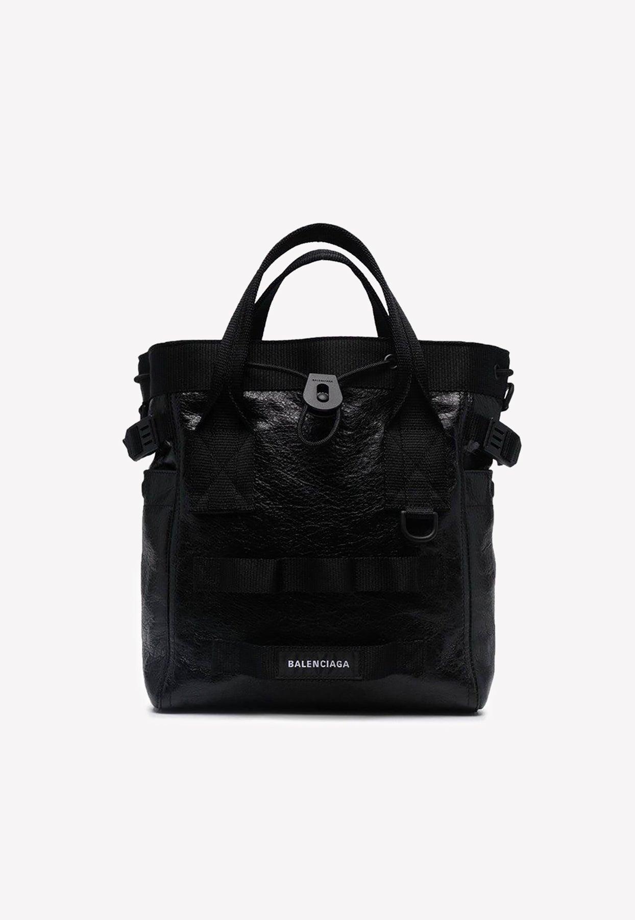 Balenciaga Army Small Tote Bag In Lambskin Leather in Black for Men ...